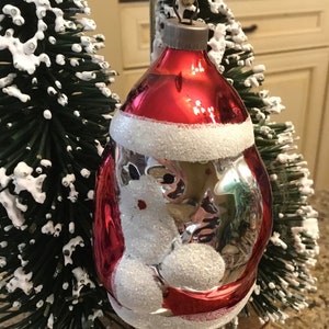 Vintage Polish Hand Made Mercury Glass Christmas Tree Ornament - Santa Claus - Made in Poland - 1960’s