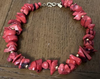 Vintage Chunky Coral Necklace - Kenneth Jay Lane Designer Signed Piece