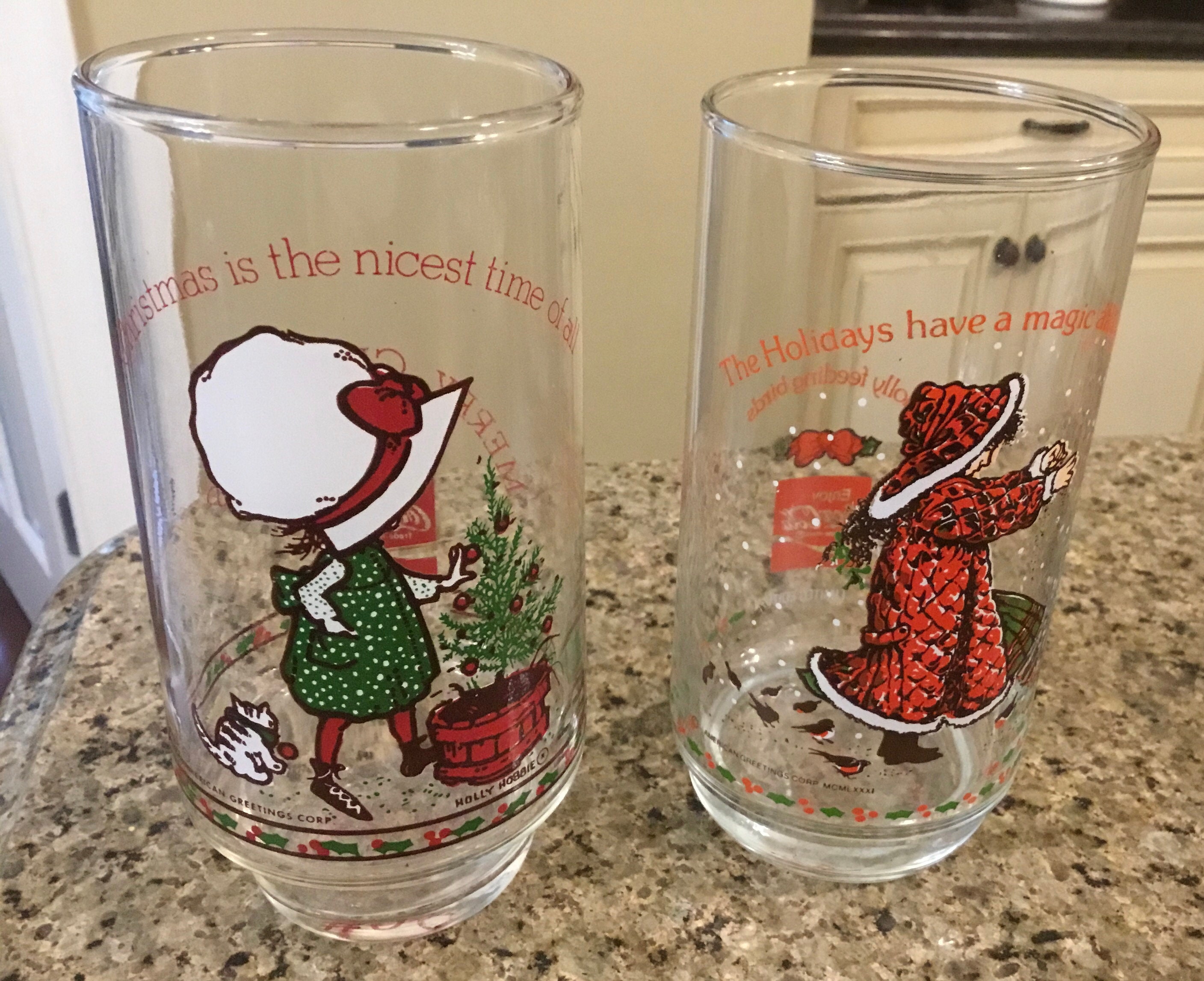1981 Holly Hobbie Coca Cola Collectible Holiday Christmas Tumbler Glass