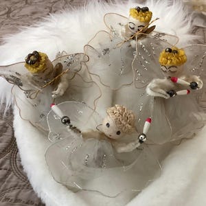 Vintage Christmas Spun Cotton and Tulle Angels - Set of 4 Choir Singing Angels - Made in Japan - 1950’s