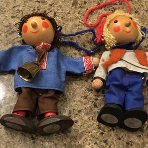Mid Century Berling Spielzeug - Hand Made Marionette Puppets - Made in West Germany - Set of 2 - 1960’s