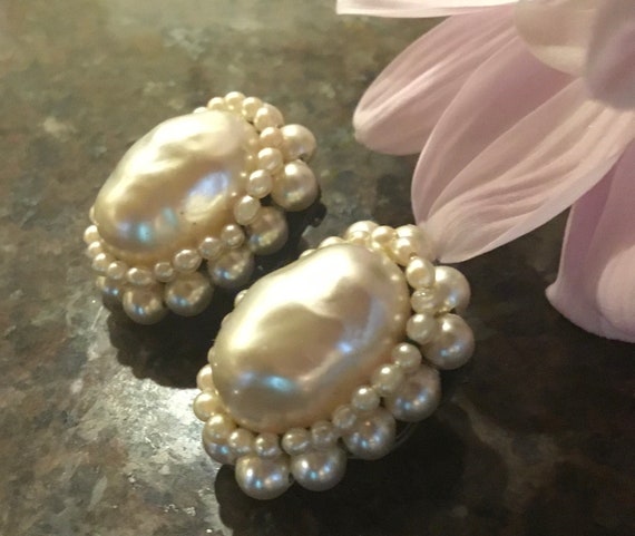 Louis Rousselet Classic Vintage Baroque Pearl Ear… - image 1