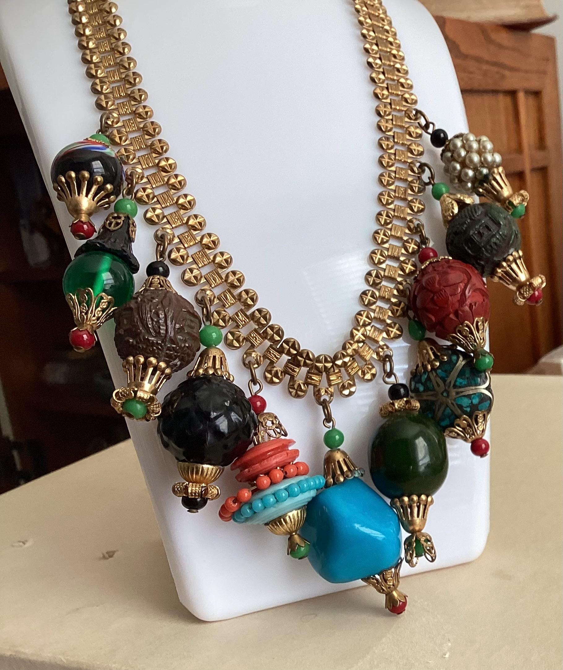1930's Miriam Haskell - Hot Air Balloons - Book Piece Necklace
