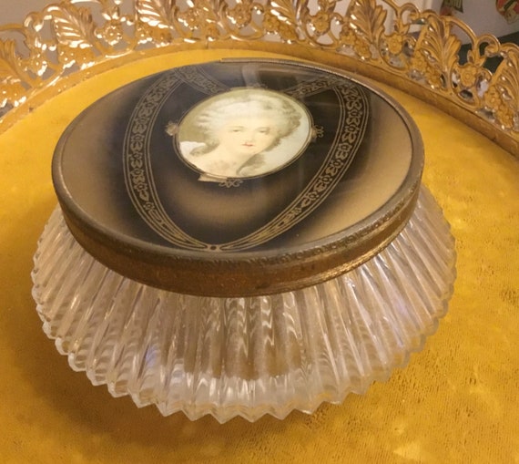 Victorian Glass Jewelry Dresser Box Marie Gem