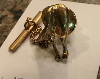 Vintage Sterling Silver Horses Butt Hat Pin/Lapel Pin - Gold tone - 1960’s