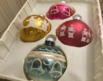 Vintage Shiny Brite Mercury Glass Ornaments - Set of 4 - 1950’s