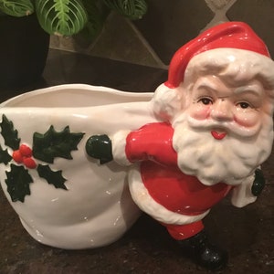 Vintage Santa Claus Porcelain Planter - MCM Japanese Planter - Relpo Japan - - 1950’s