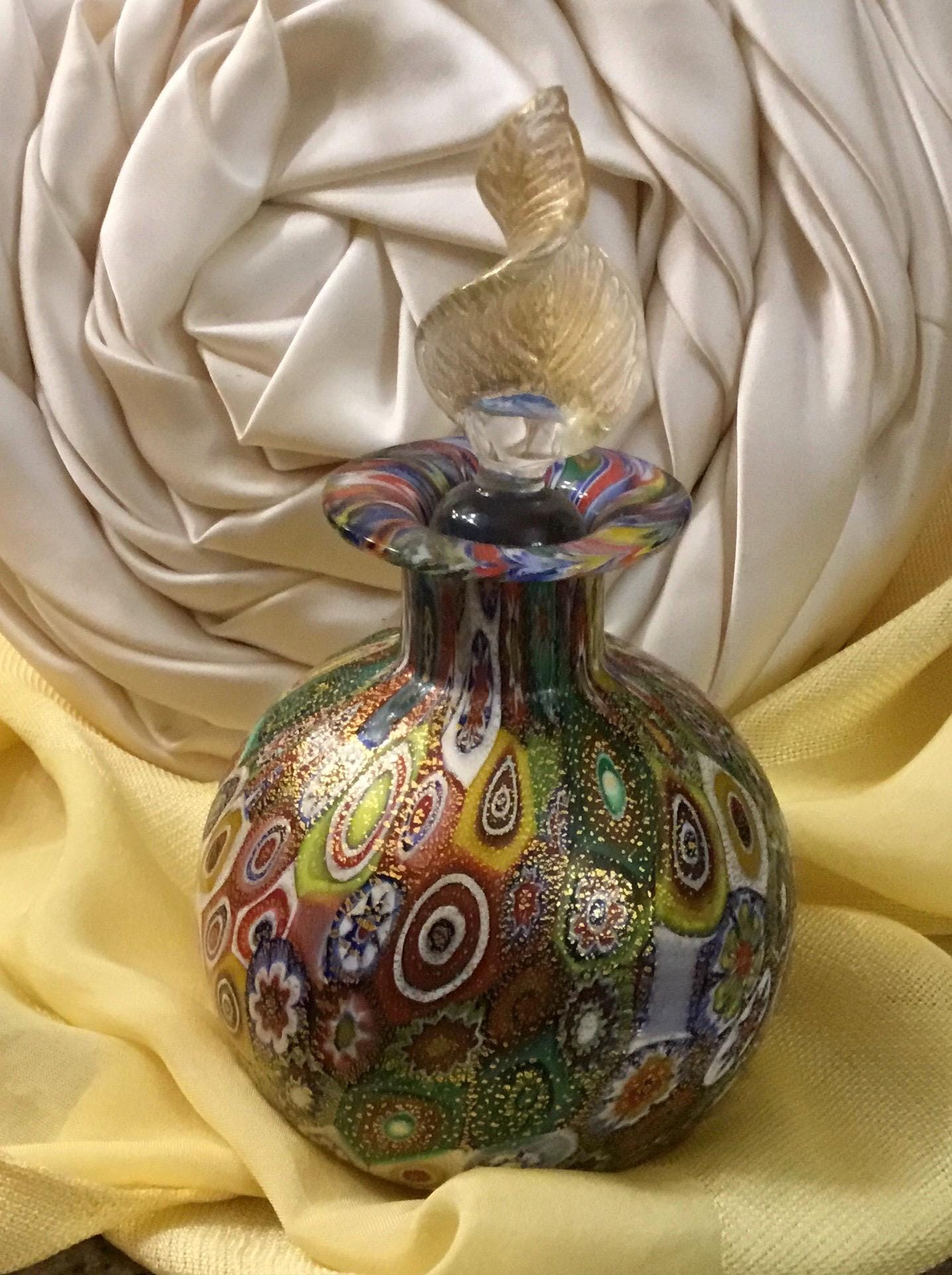 Venetian - Millefiori Art Glass Perfume Bottle - Murano