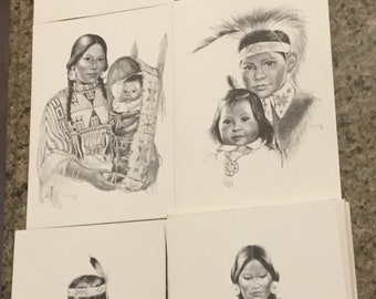 Cartes de voeux américaines originales vintage par Vera Louise Drysdale - Set de 6 - Années 1960