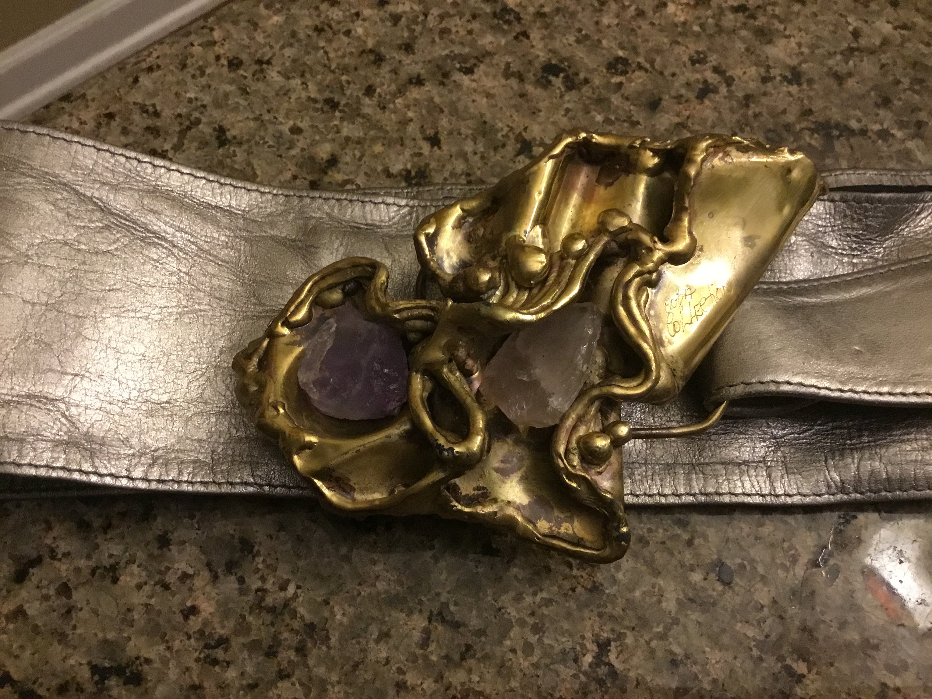 Brutalist Copa Collection - Gold Metallic Leather Belt With  display picture 2