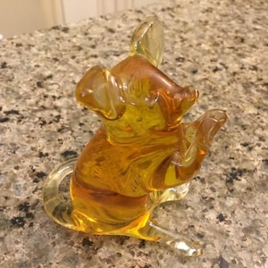 Venetian Murano Glass Chinchilla Figurine - Amber Color