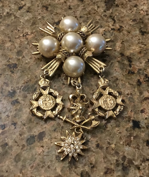 Vintage Marla Buck Maltese Cross - Statement Gold Tone 