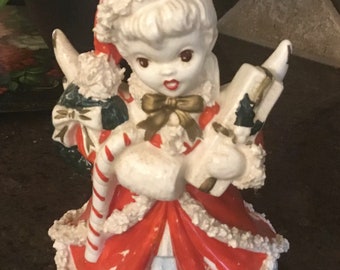 Spaghetti Trim Angel Planter - Vintage Christmas Angel from Napco - 1950;s