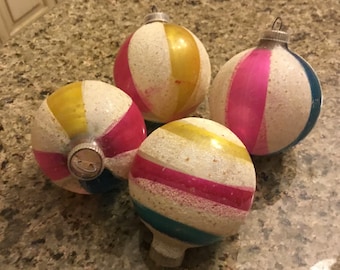 Vintage West German Sugared Mercury Glass ornaments - Set of 4 - 1940’s