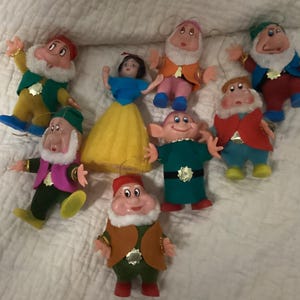 Vintage Disney - Snow White and the Seven Dwarfs - Walt Disney Productions - Christmas Tree Ornaments - Set of 8 - 1960’s