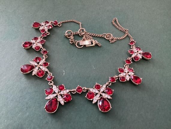 1980’s Givenchy Signed Designer Ruby Red Crystal … - image 7