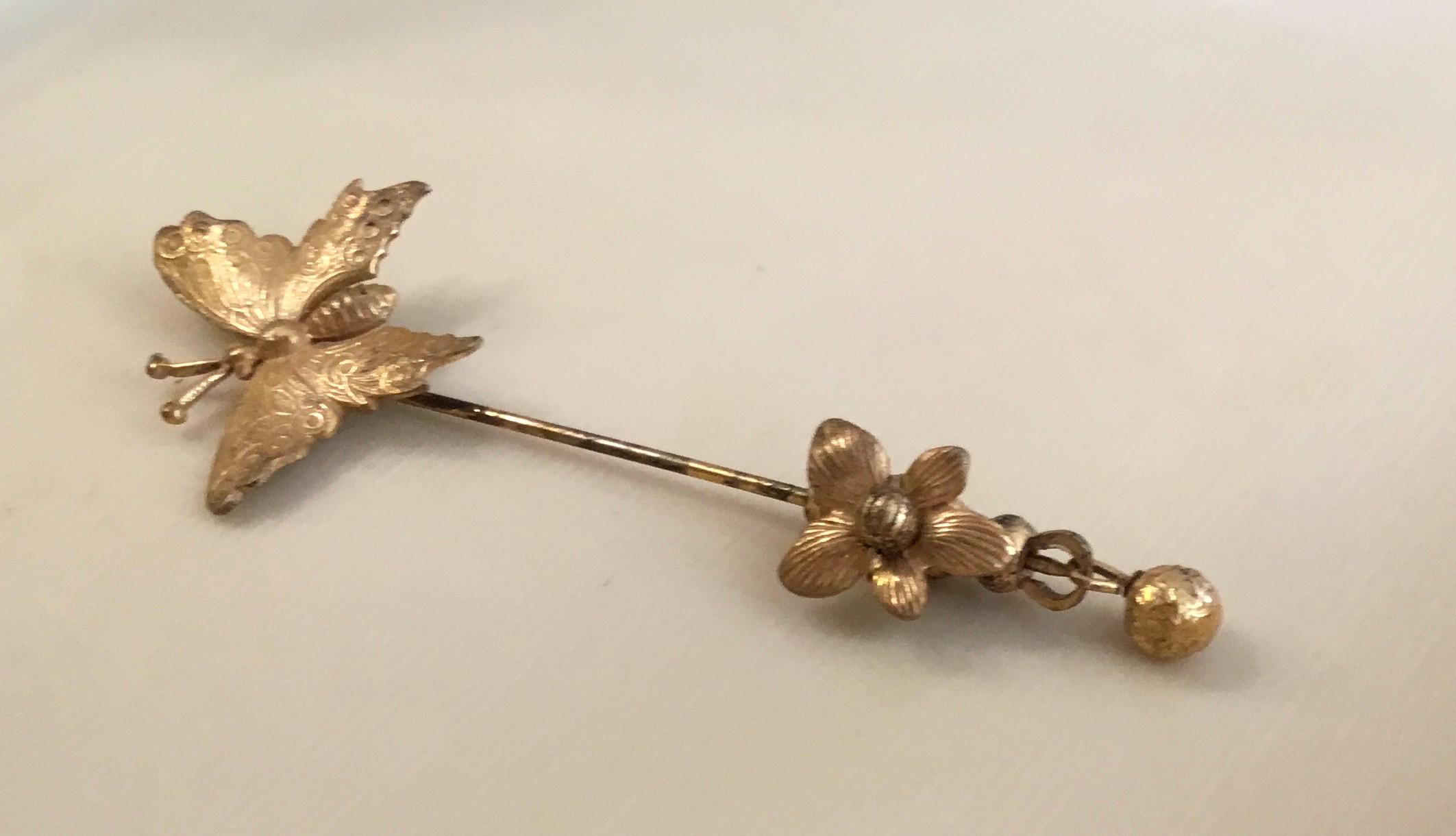 Miriam Haskell Butterfly Hat Pin Gold Tone - 1950 display picture 1