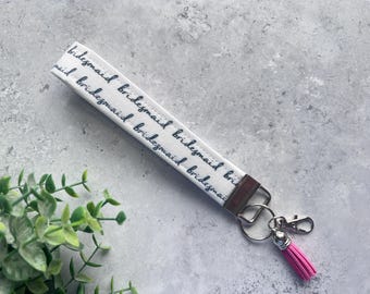 Sleutelhanger polsbandje bruidsmeisje / Sleutelhanger stof / Cadeau voor haar / Lanyard / Sleutelhanger schoudertasje / Vakantiecadeau / Sleutelhanger bruidsmeisje
