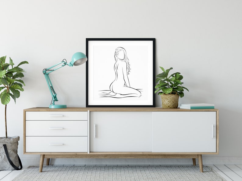 Nude Woman On Bed Back Butt Line Drawing Print Printable Wall Art nude-woman-on-bed-back-butt-line-drawing-print-printable-wall-art