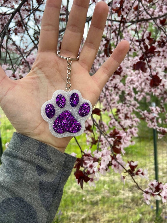 Paw Print Keychains Resin Keychain Etsy