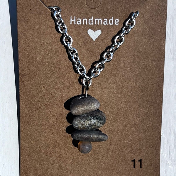 Michigan beach stone necklace