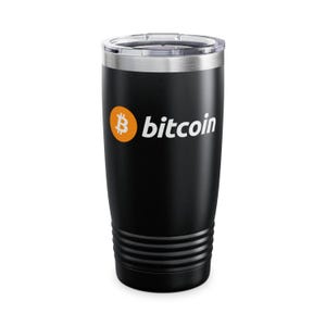 Bitcoin Logo Ringneck Tumbler 20oz, Bitcoin Tumbler, BTC 20 oz Tumbler, Cryptocurrency, Crypto, Bitcoin fan gift, Crypto Gift, Bitcoin gift