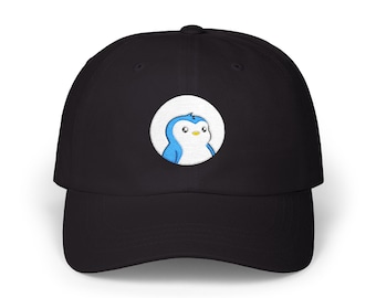 Embroidered Pengu Logo baseball cap, Pudgy Penguin Hat, Pengu Logo hat, pengu clothing, pengu memecoin gear