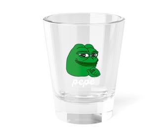 Pepe Meme Shot Glass, Pepe logo gifts, pepe themed gifts, gift for pepe fans, Barware, PEPE memecoin, cryptocurrency, gift for him her