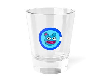 Brett Memecoin Shot Glass, Brett Logo shotglass, Barware, gift for Brett crypto fans, crypto fan gift, Brett meme shotglass, cryptocurrency