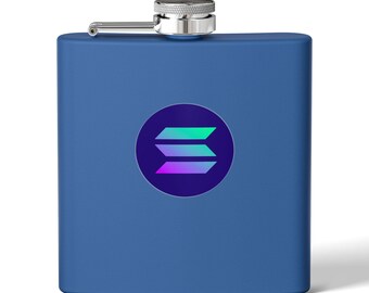 Solana Logo Stainless Steel Flask 6oz, Solana Fan gift, SOL SS flask, Solana themed gift, Solana gift for him, Solana gift for her, SOL gift