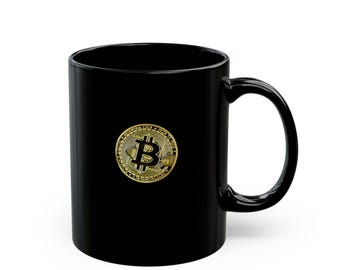 Gold Bitcoin Mug, Cryptocurrency HODL Coffee Mug