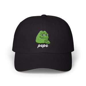 Pepe Logo Embroidered Baseball Hat, Pepe Memecoin, Matt Furey, Boys Club Cap, Pepe logo cap, gift for Pepe fan, pepe gift for him or her