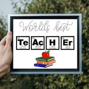 Printable World&#39;s best teacher periodic table poster, Funny teacher gift, Science joke, Printable home decor