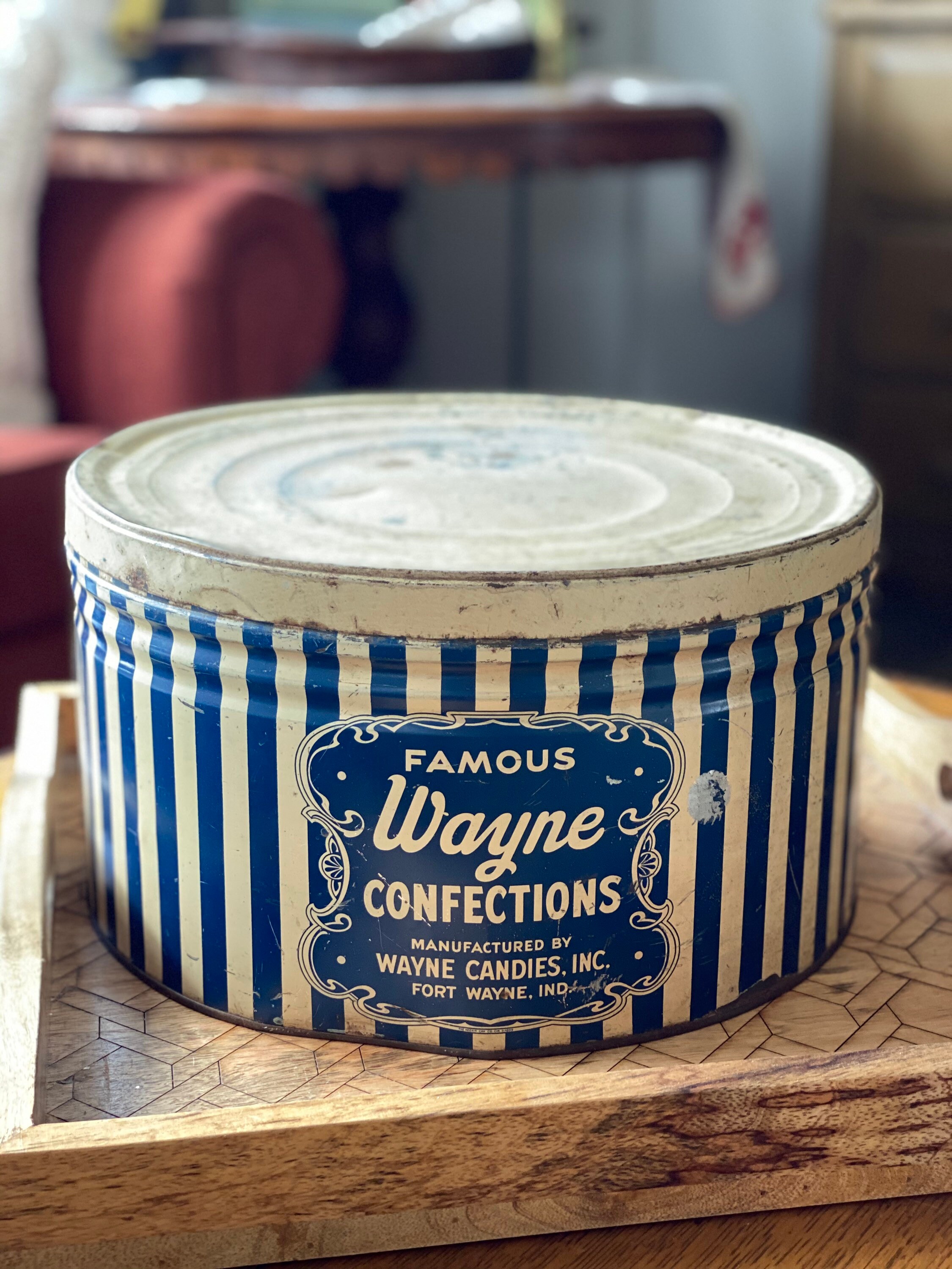 Famous Wayne Confections TIN striped Fort Wayne candies round Etsy
