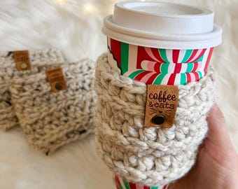 Chunky Wool Coffee Cup Cosy: handgemaakte drinkhoes