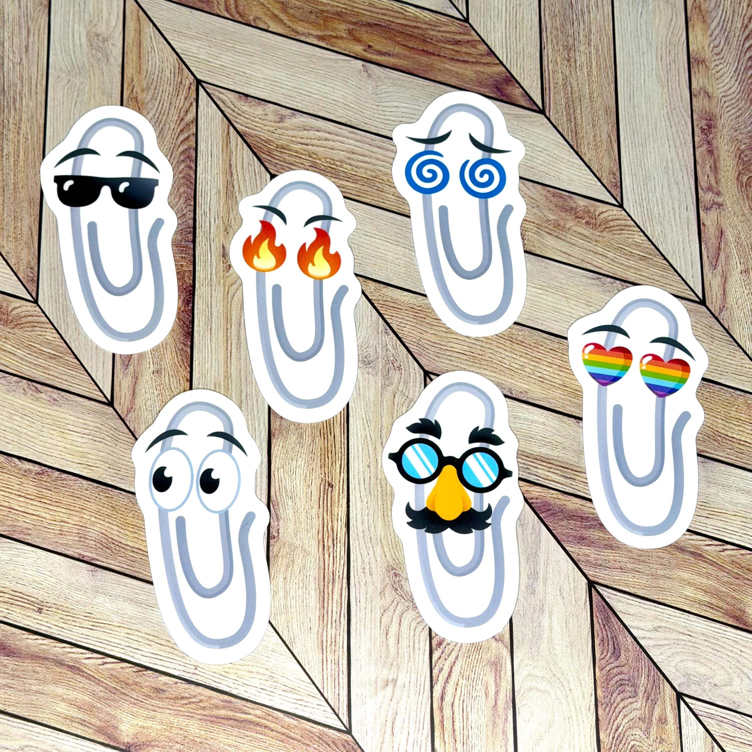 Clippy Paperclip Stickers – Funny Emoji Office Assistant Vinyl Decals ...