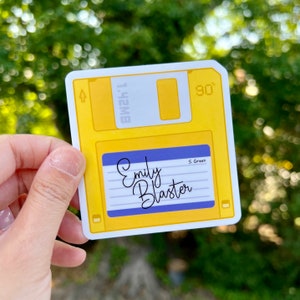 Emily Blaster game diskette Sticker 2.5" ~ Tomorrow and Tomorrow and Tomorrow book ~ TomorrowX3 ~ Sadie Green