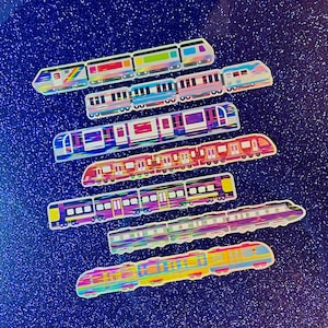 Rainbow Pride Train Stickers: Holographic Vinyl Decals, 5"