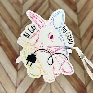 Rainbow Bunny Vinyl Sticker: LGBTQ+ Pride Rabbit (3 inch)
