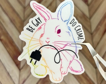 Rainbow Bunny Vinyl Sticker: LGBTQ+ Pride Rabbit (3 inch)