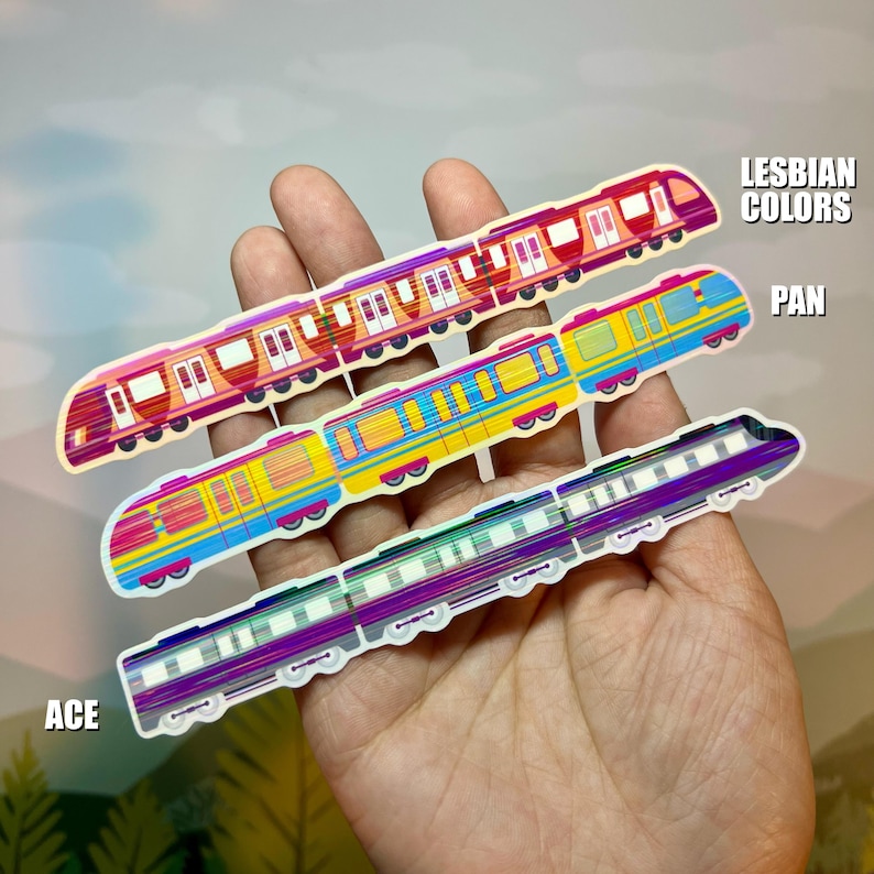 Rainbow Pride Train Stickers: Holographic Vinyl Decals, 5" - Etsy