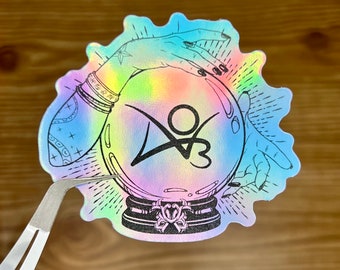 AO3 Crystal Ball Sticker: Silver Holographic Fanfiction Reader Decal