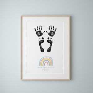 Personalised Baby Hand & Footprint kit, Baby Keepsake print, Inkless print kit, Nursery decor,Nursery wall art,  Newborn print