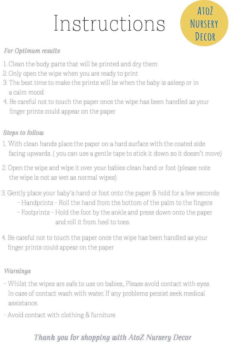 Personalised Baby Hand & Footprint Kit Baby Keepsake Print Etsy