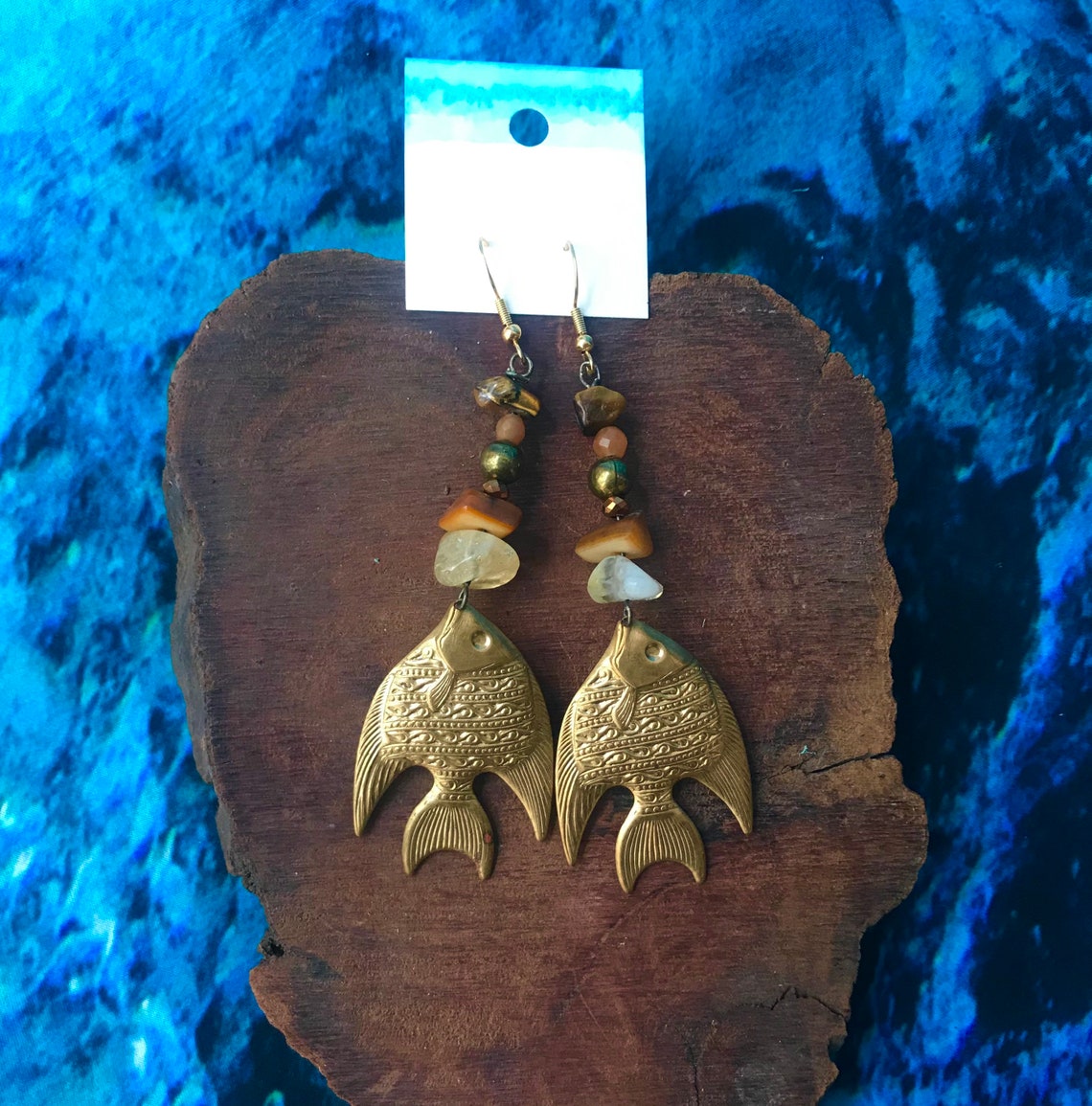 Beaded Fish Earrings Natural Beads Nickel Free | Etsy