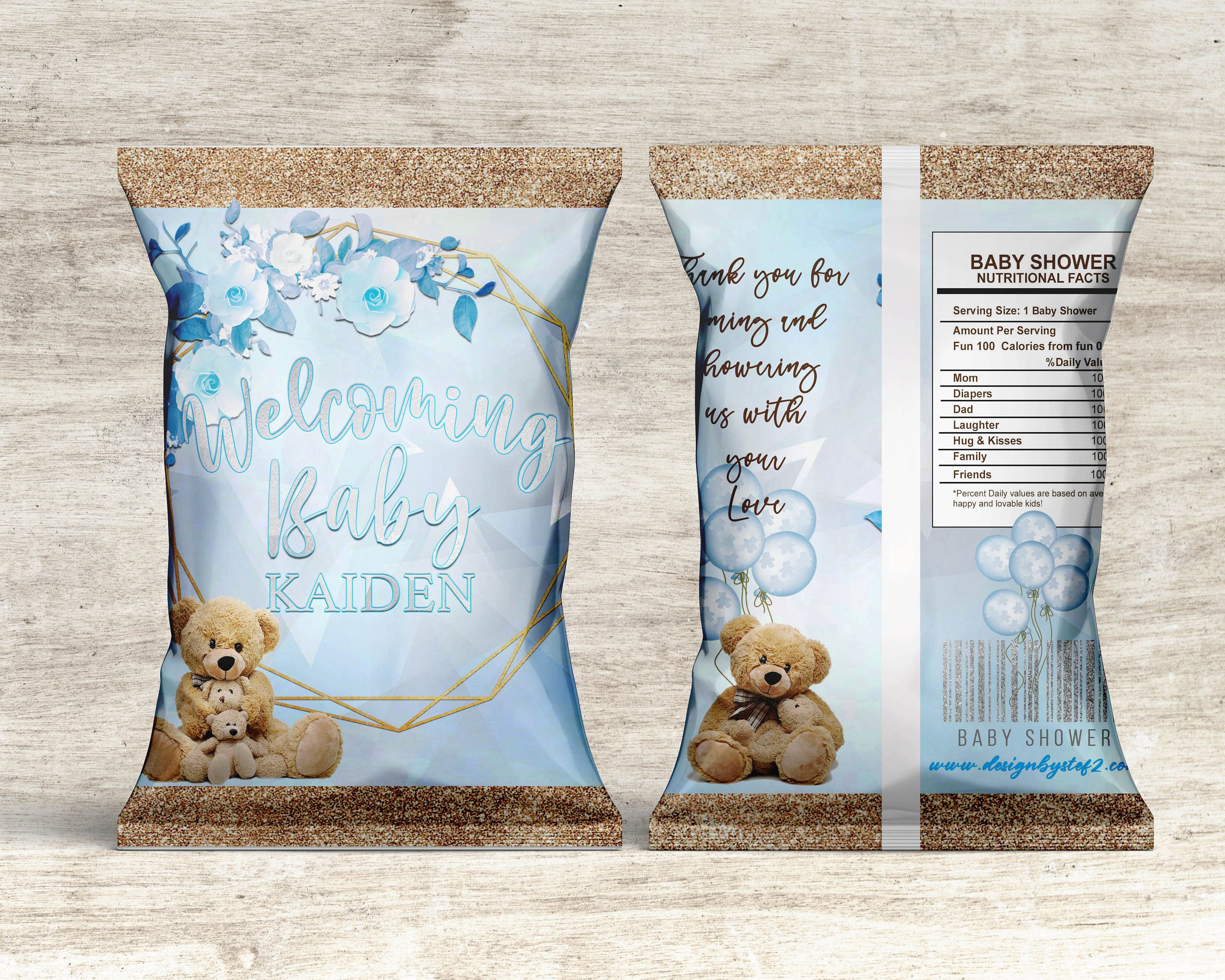 Teddy Bear Chip Bag Baby Shower Digital File Etsy