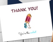 Printable Thank You Card - Downloadable Card - Cute Summer Theme - PDF, 5"x7"