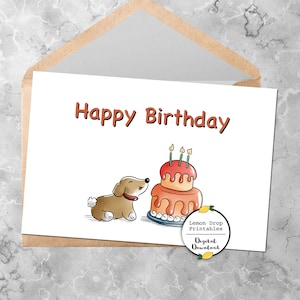 Carte d'anniversaire imprimable chien mignon, carte de chiot, carte d'anniversaire pour animaux de compagnie, carte d'anniversaire de chien, téléchargement PDF 4 x 6, joyeux anniversaire, chiot mignon