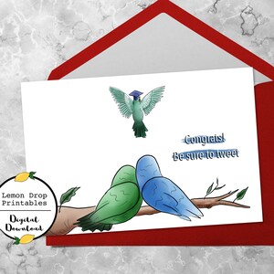 Carte imprimable de diplômé de félicitations, assurez-vous de tweeter, quitter le nid, carte de départ, félicitations Grad, téléchargement PDF 4x6, fichier numérique