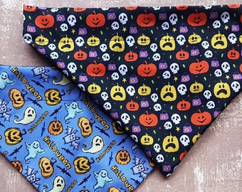 Dog Bandana Halloween, Halloween Over The Collar, Halloween Over the Collar Dog Bandana, Fall Dog Bandana, Halloween Dog Bandana Pumpkin